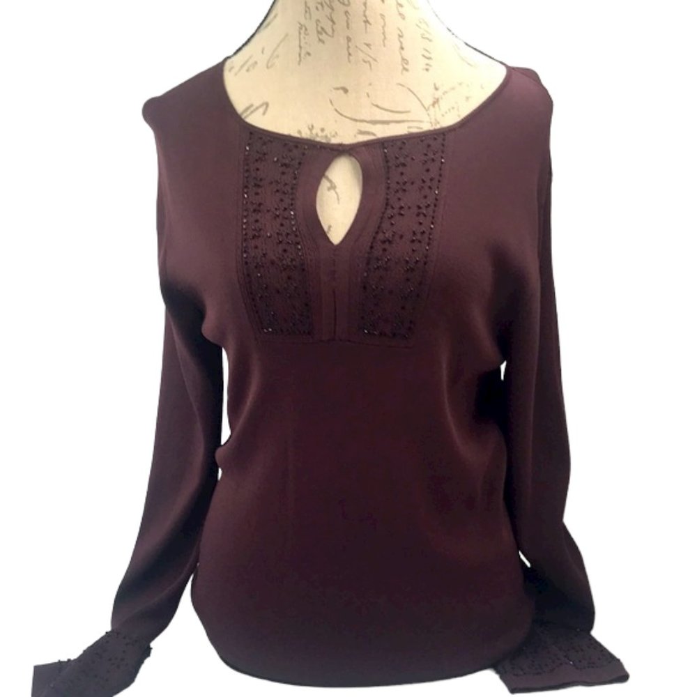 Icon Studio Brown Beaded Top Size L